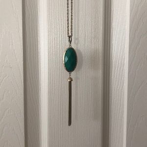 Reversible teal/navy stone necklace